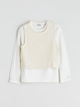 LCW Kids Beige Crew Neck Girls T-Shirt And Sweater 2-Pack