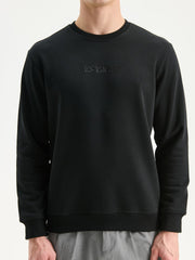 LCW Vision Black Crew Neck Printed Men Sweatshirt