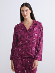 LCW Dream Red Petite Shirt Collar Floral Women Pajama Set