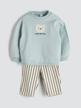 LCW Baby Green Crew Neck Baby Boy Sweatshirt And Tracksuit Bottom 2-Pack