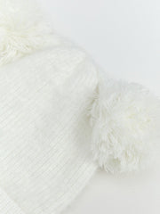 LCW Accessories Ecru Baby Girl Pompom Beanie, Scarf And Glove Set