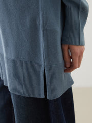 LCW Modest Blue Stand-Up Collar Women Knitwear Tunic