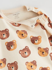 LCW Baby Teddy Bear Printed Baby Boys Sweatshirt And Sweatpants