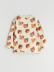 LCW Baby Teddy Bear Printed Baby Boys Sweatshirt And Sweatpants