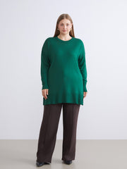 LCW Classic Green Crew Neck Women Knitwear Tunic