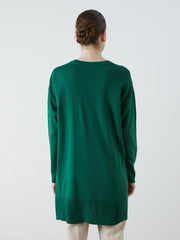LCW Classic Green Crew Neck Women Knitwear Tunic