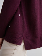 LCW Classic Purple Crew Neck Beaded Women Knitwear Sweater