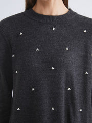 LCW Classic Purple Crew Neck Beaded Women Knitwear Sweater