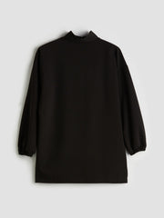 LCW Modest Black Stand Collar Oversize Women Sweatshirt Tunic