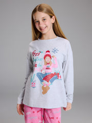 LCW Kids Crew Neck Girls Pyjama Set