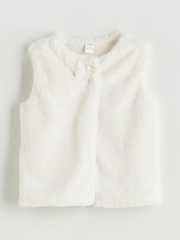 LCW Kids Crew Neck Faux Fur Girls Waistcoat