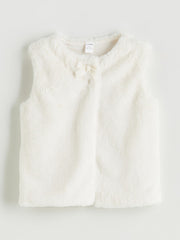 LCW Kids Crew Neck Faux Fur Girls Waistcoat