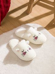 LCW Steps White Animal Embroidered Plush Women Home Slippers