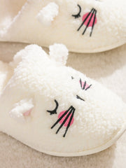 LCW Steps White Animal Embroidered Plush Women Home Slippers