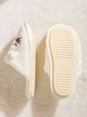 LCW Steps White Animal Embroidered Plush Women Home Slippers