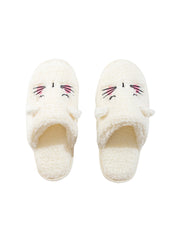 LCW Steps White Animal Embroidered Plush Women Home Slippers
