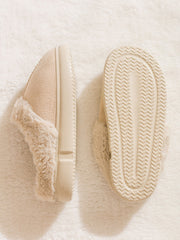 LCW Steps Beige Suede-Look Women Home Slippers