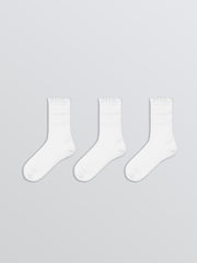 LCW Eco White Women Plain Ankle Socks 3-Pack