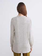 LCW Basic Beige Tie Collar Polka Dot Women Tunic