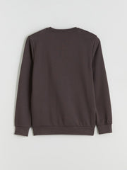 LCW Classic Brown Crew Neck Printed Men Thick Sweatshirt