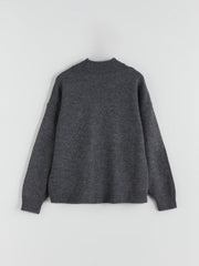 LCW Comfort Anthracite Crew Neck Embroidered Women Knitwear Sweater