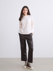 Xside Pink Crew Neck Oversize Women Knitwear Sweater