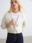 Xside Beige V-Neck Floral Embroidered Women Knitwear Cardigan
