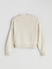 Xside Beige V-Neck Floral Embroidered Women Knitwear Cardigan