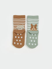 LCW Baby Green Patterned Baby Boy Socks 3-Pack