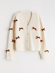 LCW Kids V-Neck Bow Detailed Girls Knit Cardigan