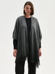 LCW Grace Gray Shawl Collar Women Knit Poncho