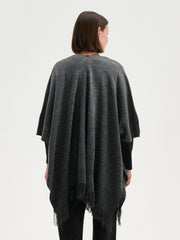 LCW Grace Gray Shawl Collar Women Knit Poncho