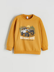 LCW Kids Yellow Crew Neck Printed Baby Boy Sweatshirt And Tracksuit Bottoms 2-Pack