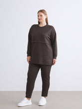 LCW Modest Brown Crew Neck Women Sweatshirt Tunic
