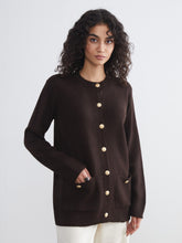 LCW Modest Brown Crew Neck Women Knitwear Cardigan