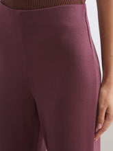 LCW Modest Burgundy Elastic Waist Women Trousers