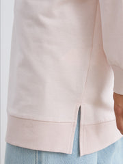 LCW Modest Pink Crew Neck Printed Women Sweatshirt Tunic