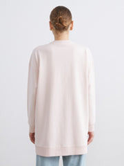 LCW Modest Pink Crew Neck Printed Women Sweatshirt Tunic