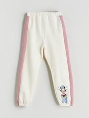 LCW Kids Ecru Crew Neck Minnie Mouse Printed Girls Sweatshirt And Tracksuit Bottoms 2-Pack