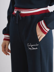 Xside Navy Blue California Embroidered Women Thick Sweatpants