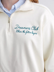 Xside Beige Stand Collar Embroidered Oversize Women Thick Sweatshirt