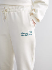 Xside Beige Elastic Waist Embroidered Women Thick Jogger Sweatpants