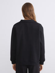 Xside Black New York Embroidered Oversize Women Thick Sweatshirt