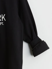 Xside Black New York Embroidered Oversize Women Thick Sweatshirt