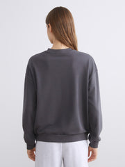 Xside Anthracite Printed Oversize Women Thick Sweatshirt