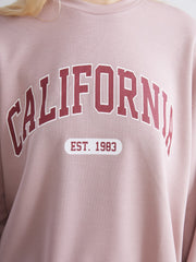 Xside Pink California Printed Oversize Women Sweatshirt Tunic