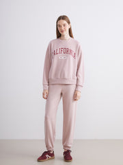 Xside Pink California Printed Oversize Women Sweatshirt Tunic