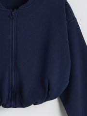 LCW Kids Navy Blue Girls Zippered Sweatshirt