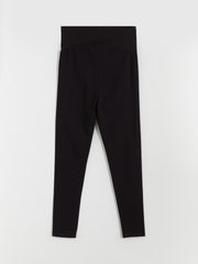 LCW Maternity Black Elastic Waistband And Abdominal Panel Maternity Leggings