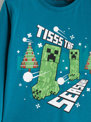 LCW Kids Crew Neck Minecraft Printed Boys Pyjama Set